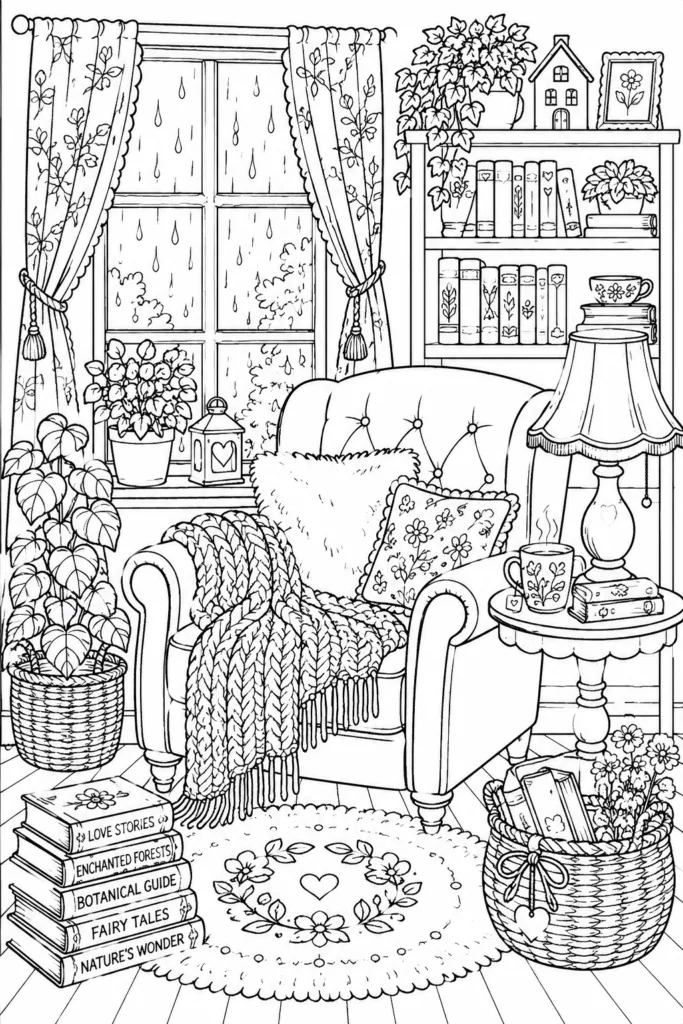 Cozy Design 11 - Cozy Coloring Pages Free Printable for Adults - Relax