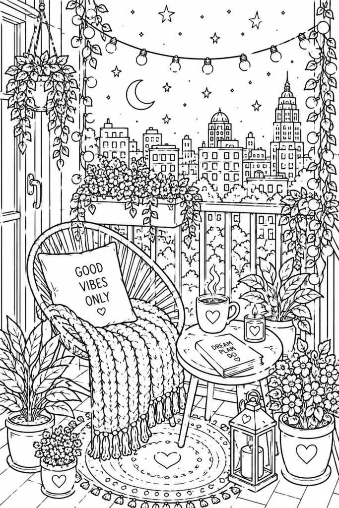 Cozy Design 2 - Cozy Coloring Pages Free Printable for Adults - Relax