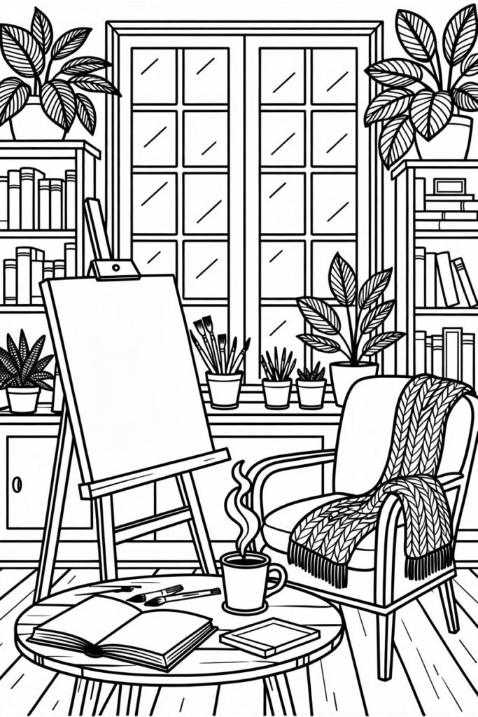 Cozy Design 3 - Cozy Coloring Pages Free Printable for Adults - Relax