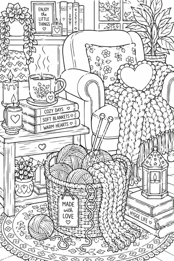 Cozy Design 4 - Cozy Coloring Pages Free Printable for Adults - Relax (2)