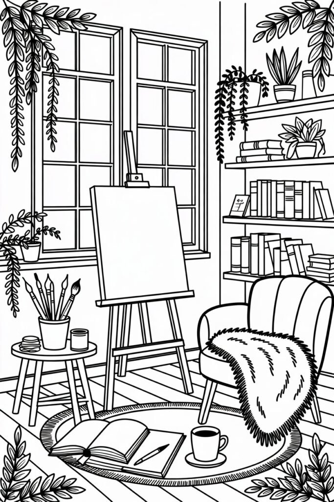 Cozy Design 4 - Cozy Coloring Pages Free Printable for Adults - Relax