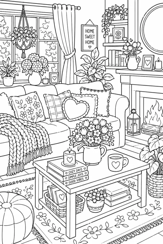 Cozy Design 8 - Cozy Coloring Pages Free Printable for Adults - Relax