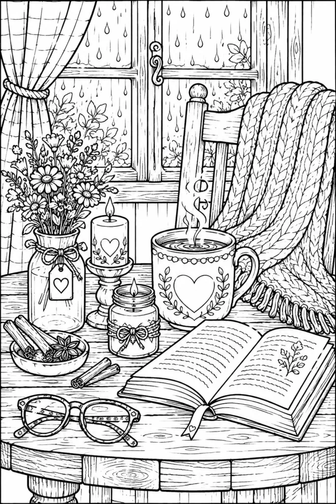 Cozy Design 9 - Cozy Coloring Pages Free Printable for Adults - Relax