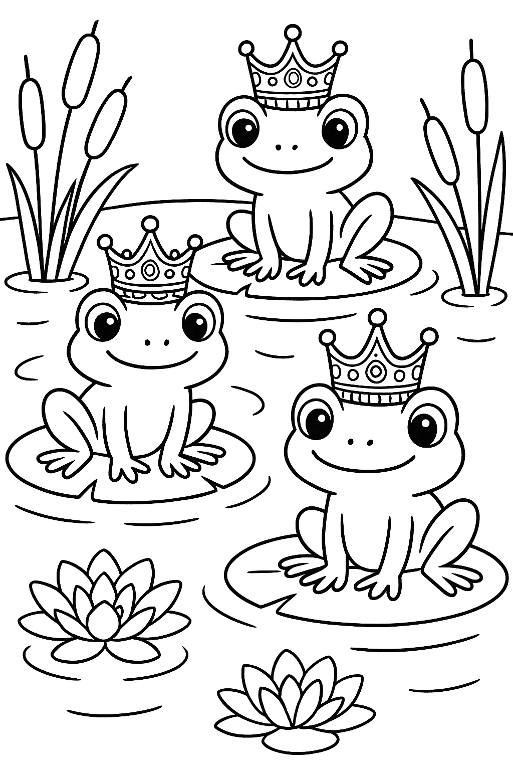 Crowned frogs lily pads - Frogs Coloring Pages: A Fun and Educational Activity for All Ages