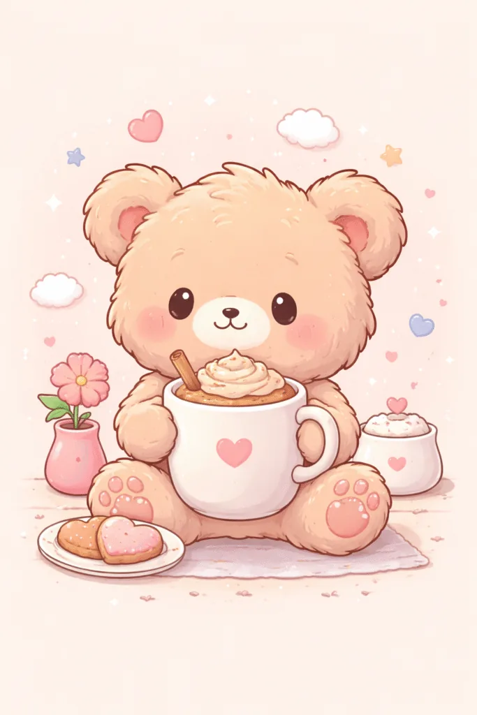 Cute bear coffee cookies - Aesthetic Wallpapers for Mobile - Cute iPhone
