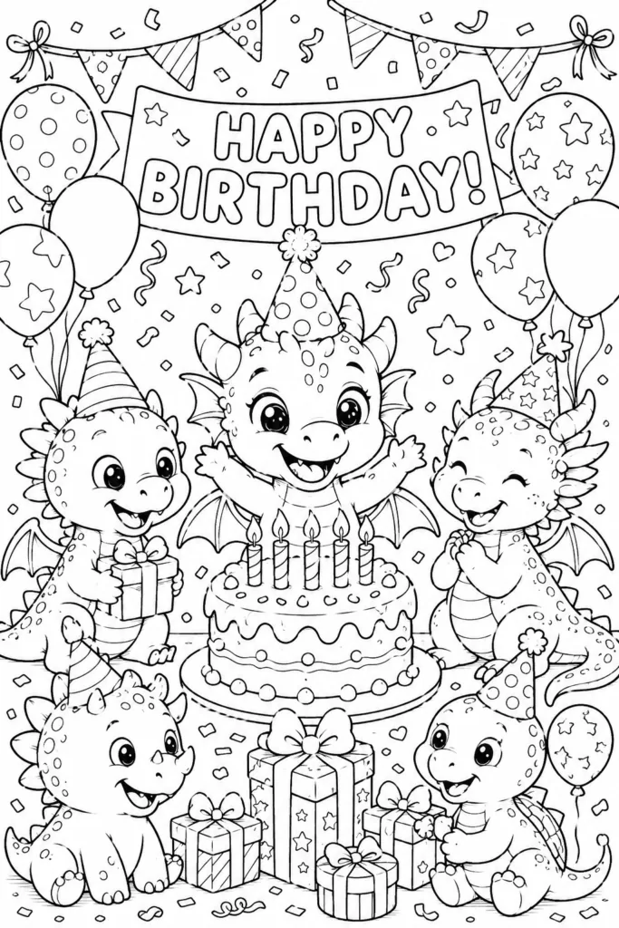 Dragon Design 1 - Dragon Coloring Pages Free Printable for Kids & Adults