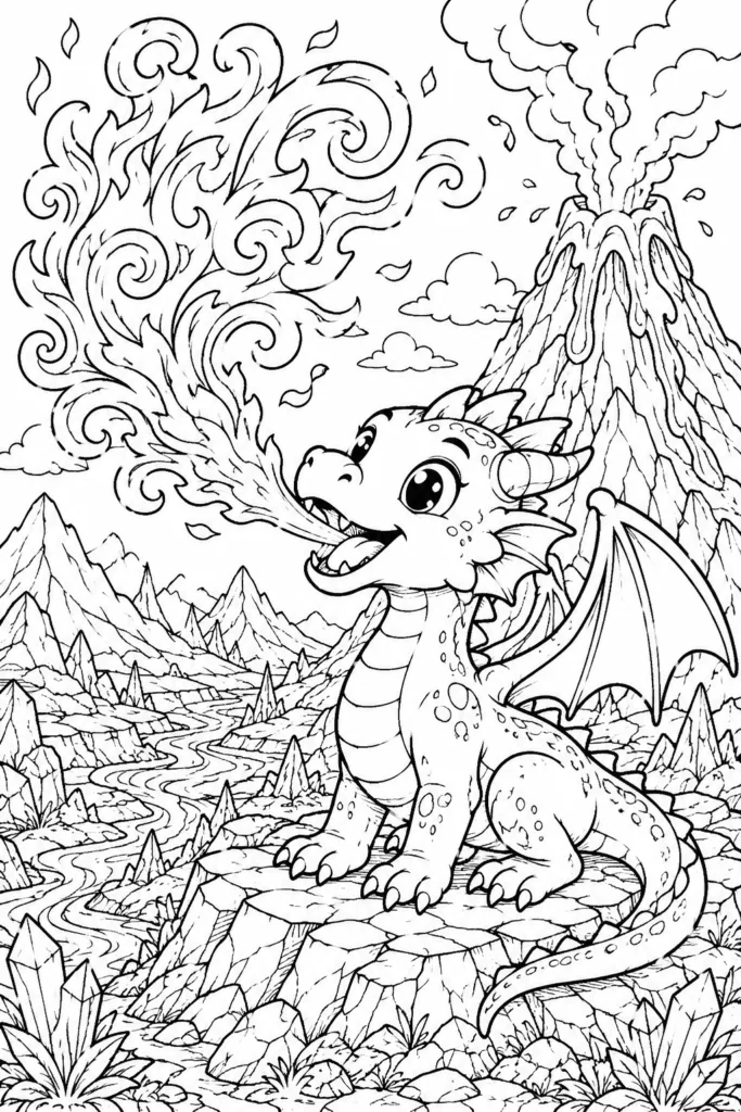 Dragon Design 3 - Dragon Coloring Pages Free Printable for Kids & Adults