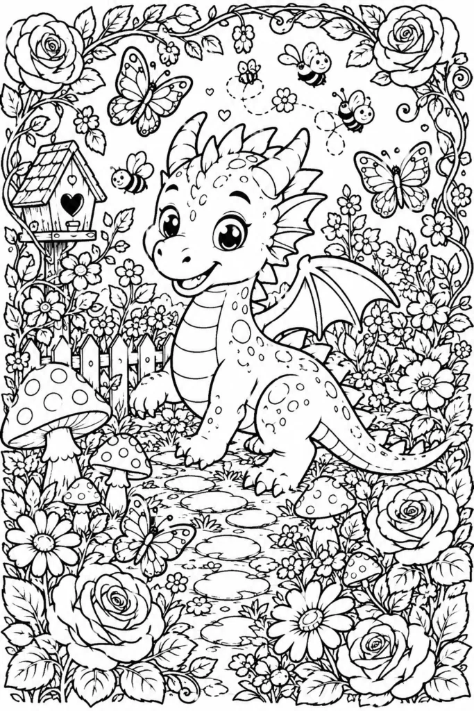 Dragon Design 5 - Dragon Coloring Pages Free Printable for Kids & Adults