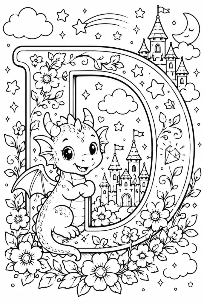 Dragon Design 7 - Dragon Coloring Pages Free Printable for Kids & Adults