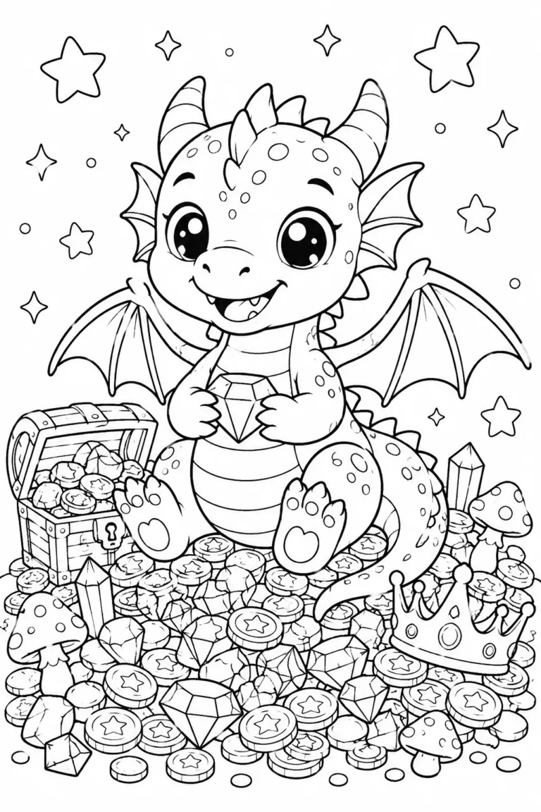 12 Dragon Coloring Pages Free Printable for Kids & Adults
