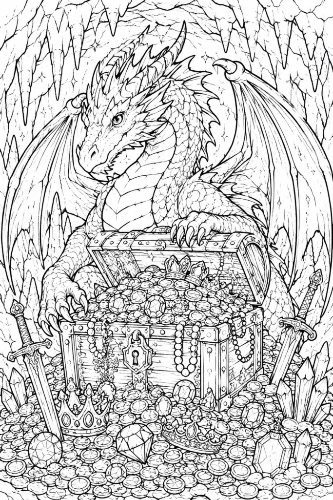 Dragon Design 9 - Dragon Coloring Pages Free Printable for Kids & Adults