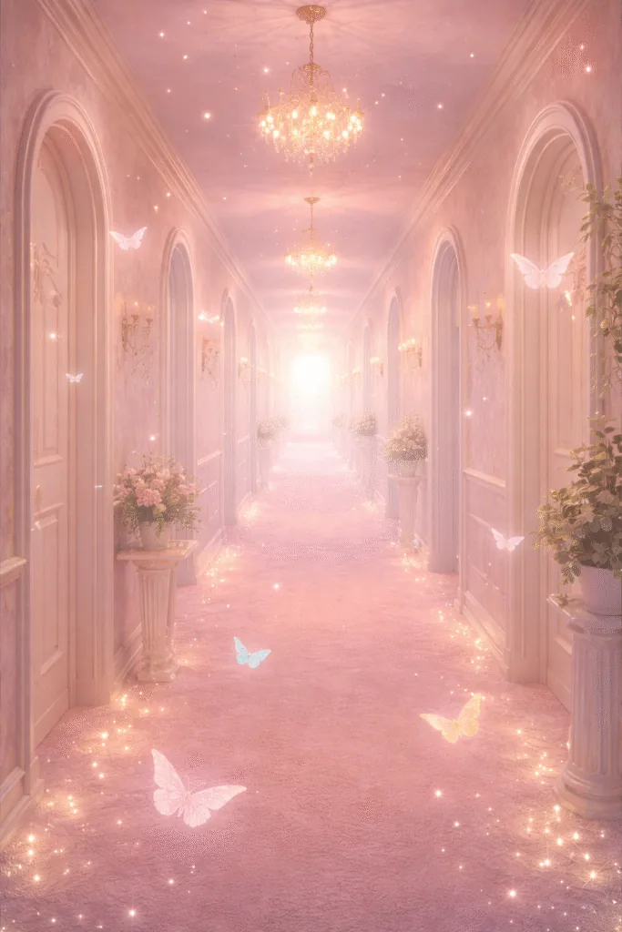 Dreamy pastel hallway fluttering butterflies - Aesthetic Wallpapers for Mobile - Stunning Ideas