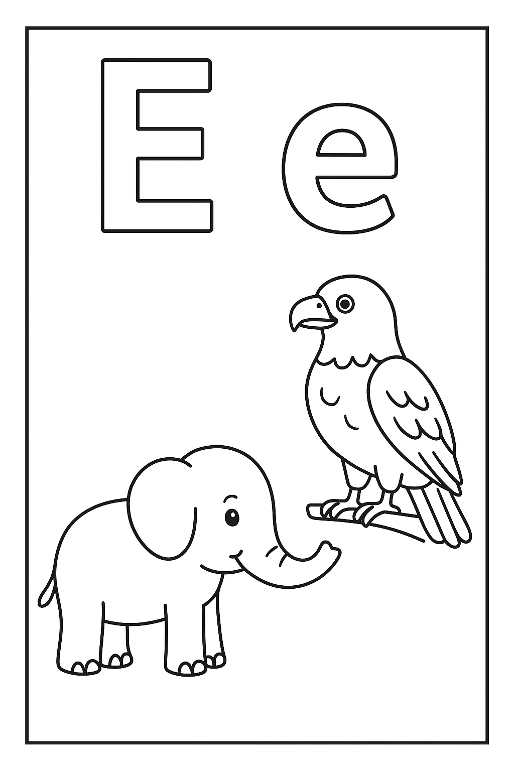 Elephant eagle - Free Printable Alphabet Coloring Pages/Book with Pictures (Ultimate Guide for Kids & Parents!)