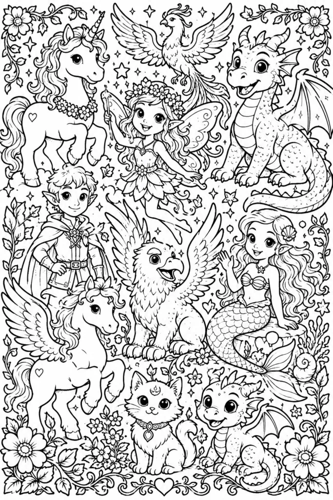 Fantasy Design 1 - Fantasy Coloring Pages Free Printable for Kids & Adults