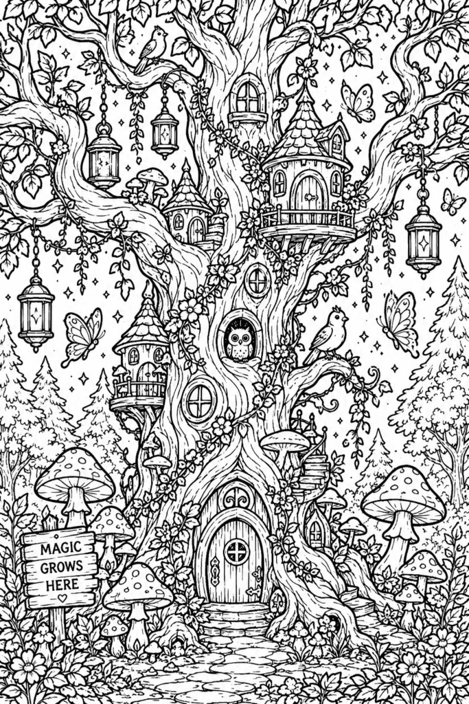 Fantasy Design 6 - Fantasy Coloring Pages Free Printable for Kids & Adults