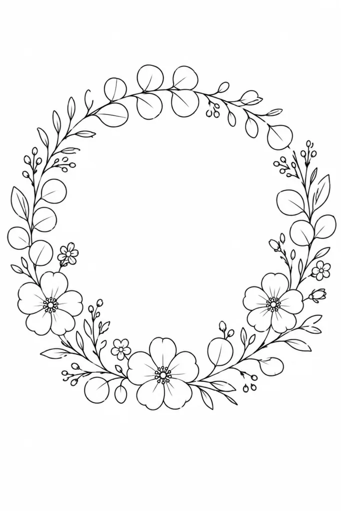 Floral wreath Design 10 - Floral Wreath Coloring Pages Free Printable - Beautiful