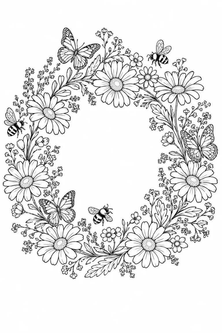 20 Floral Wreath Coloring Pages Free Printable – Beautiful