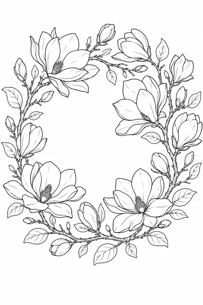 Floral wreath Design 13 - Floral Wreath Coloring Pages Free Printable - Beautiful