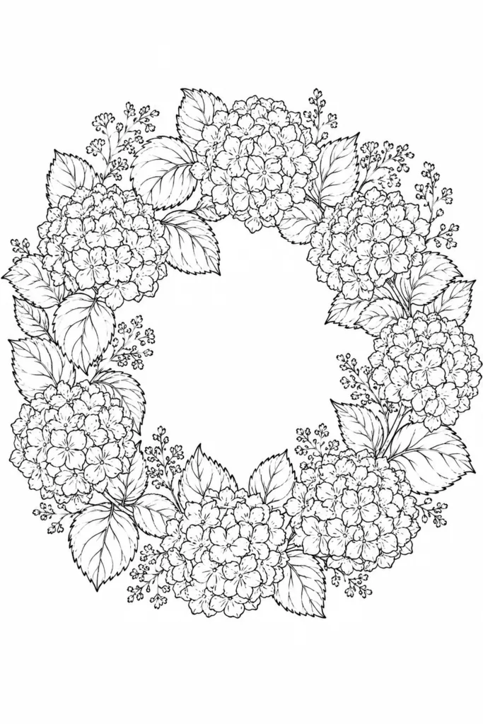 Floral wreath Design 14 - Floral Wreath Coloring Pages Free Printable - Beautiful