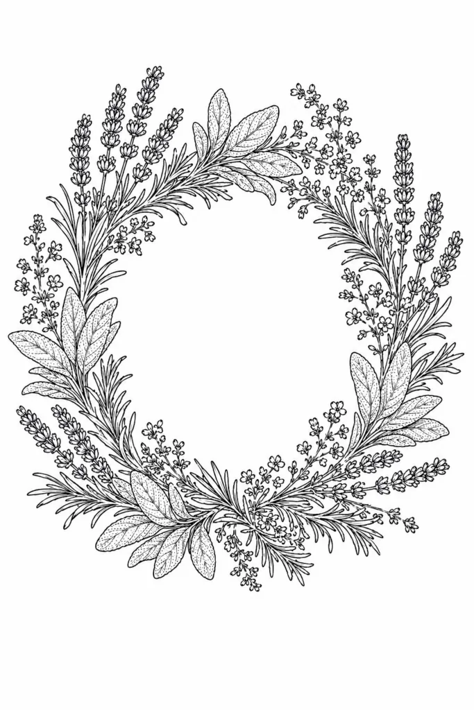 Floral wreath Design 15 - Floral Wreath Coloring Pages Free Printable - Beautiful