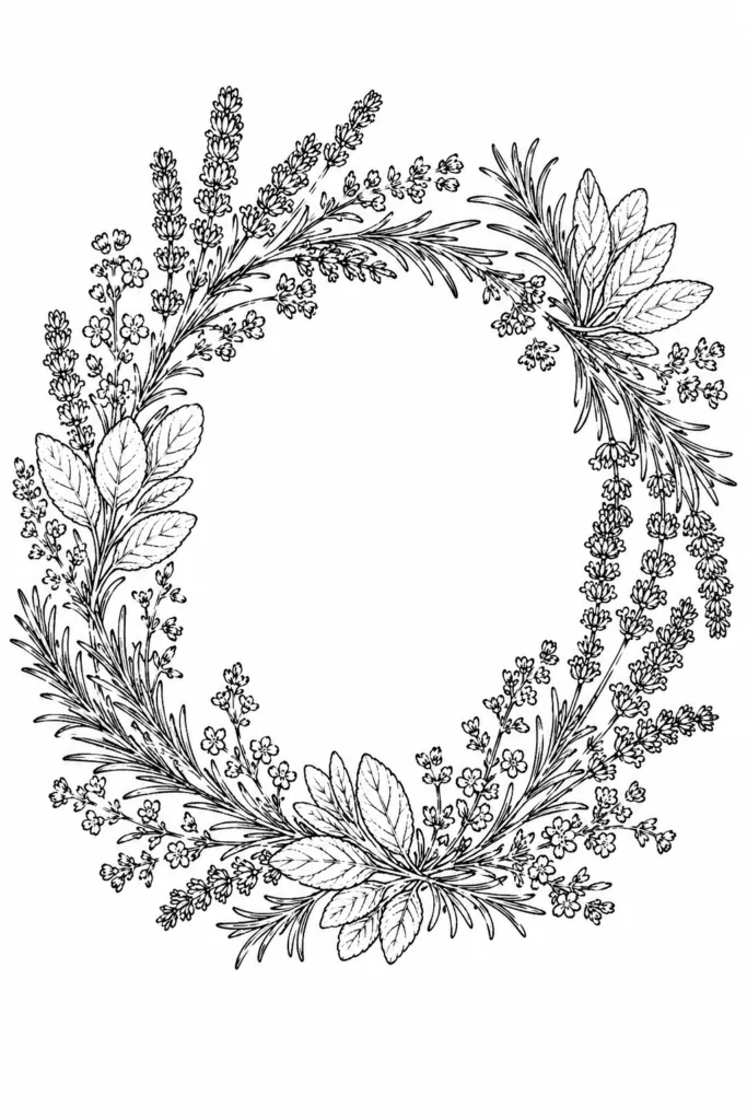 Floral wreath Design 18 - Floral Wreath Coloring Pages Free Printable - Beautiful