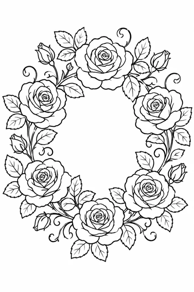 Floral wreath Design 21 - Floral Wreath Coloring Pages Free Printable - Beautiful