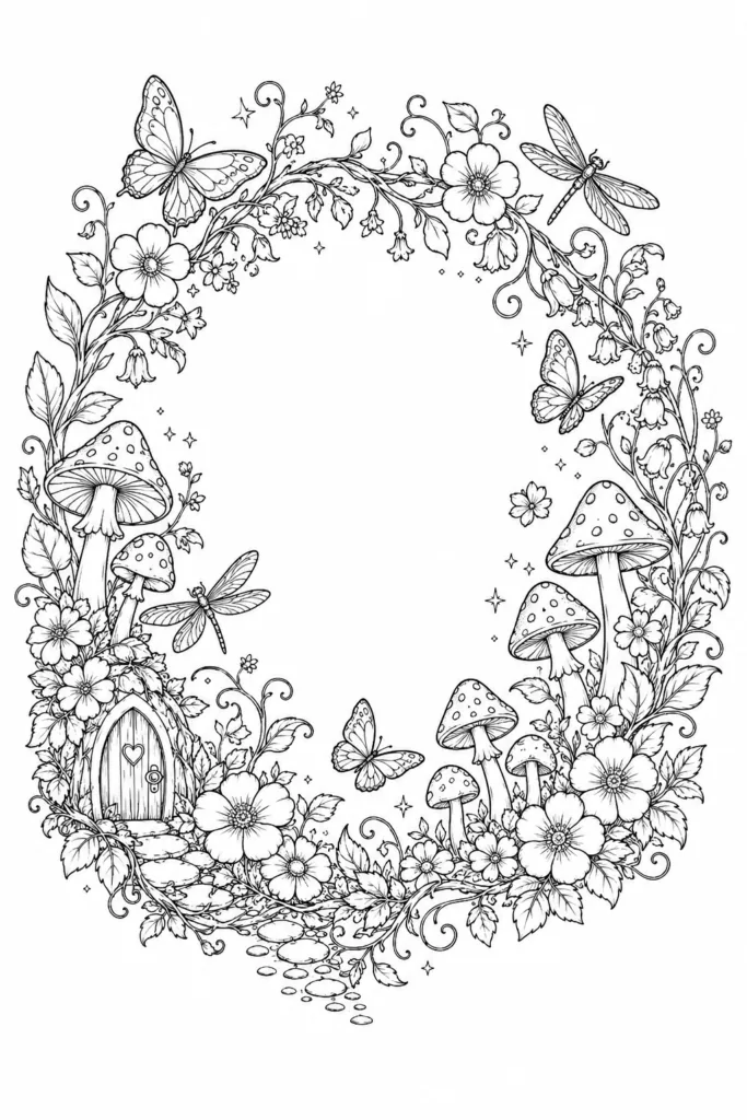 Floral wreath Design 4 - Floral Wreath Coloring Pages Free Printable - Beautiful