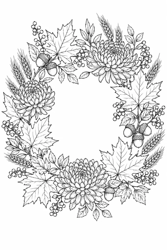Floral wreath Design 7 - Floral Wreath Coloring Pages Free Printable - Beautiful