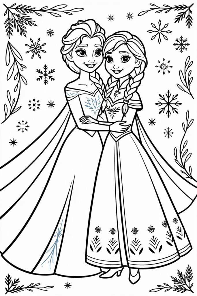 Frozen Design 8 - Frozen Coloring Pages Free Printable for Kids - Disney-I