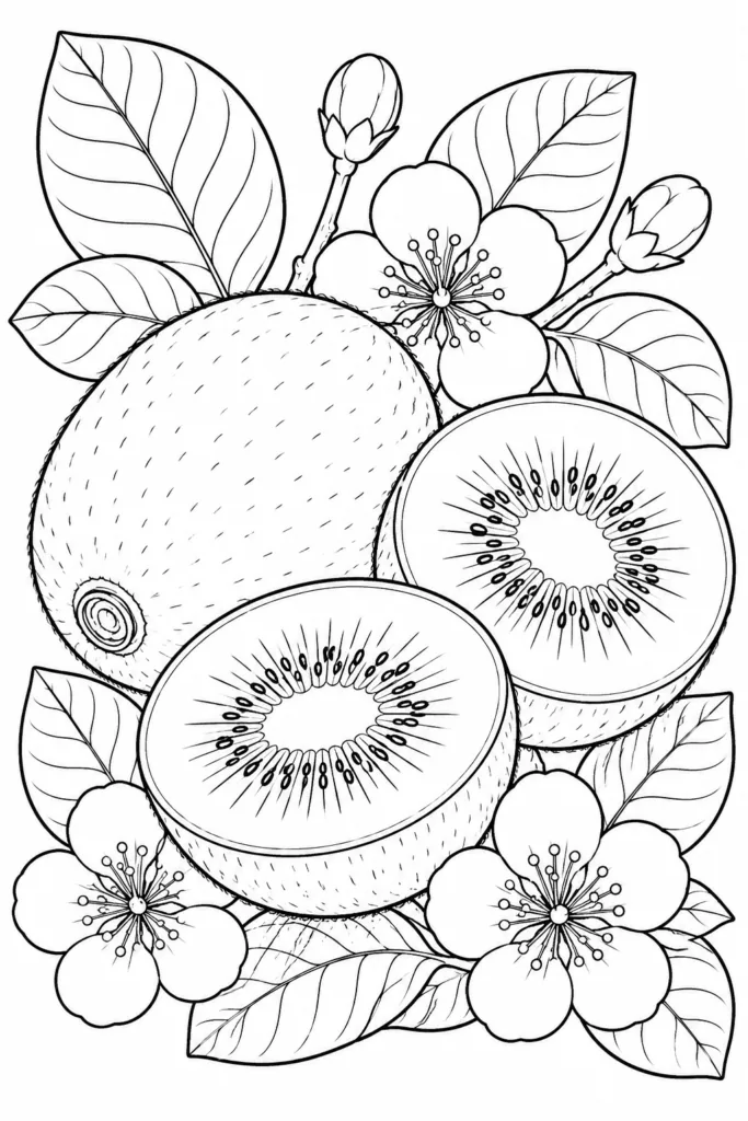 Fruits Design 2 - Fruits Coloring Pages Free Printable for Kids - Creative