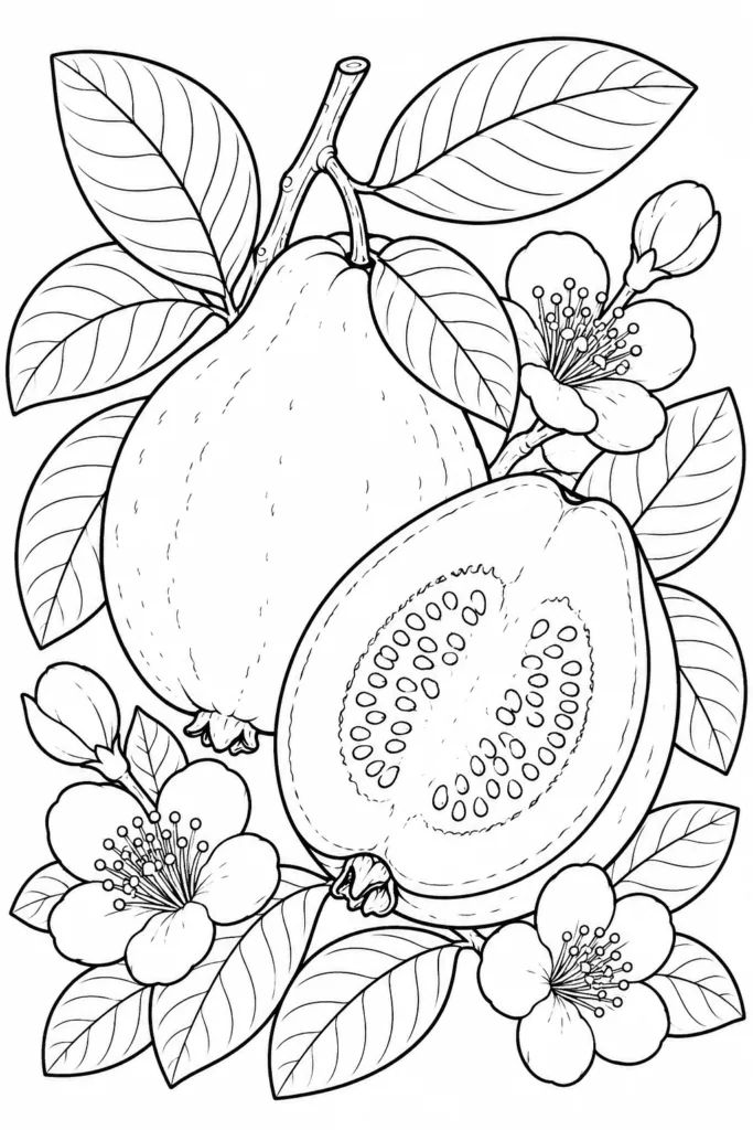 Fruits Design 4 - Fruits Coloring Pages Free Printable for Kids - Creative