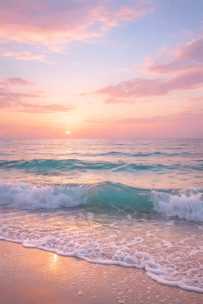 Gentle waves under pastel sunset - Adorable Wallpapers - Mobile