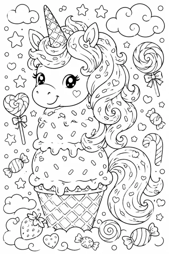 Ice cream Design 1 - Ice Cream Coloring Pages Free Printable for Kids