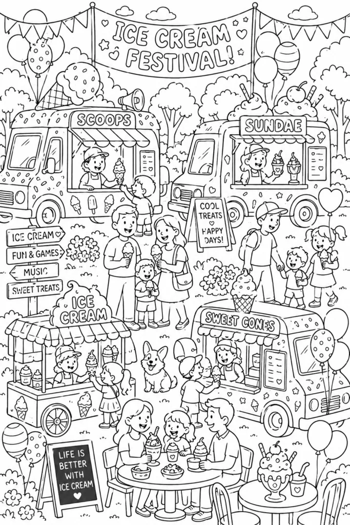 Ice cream Design 2 - Ice Cream Coloring Pages Free Printable for Kids (2)