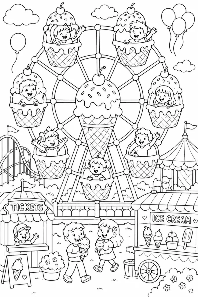 Ice cream Design 5 - Ice Cream Coloring Pages Free Printable for Kids