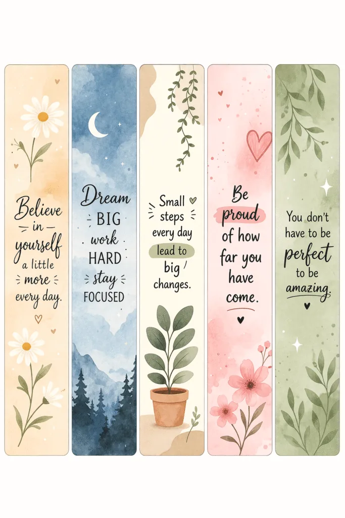 Inspirational watercolor quote bookmarks - Printable Bookmarks - Cute Readers