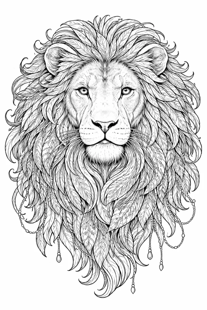 Intricate lions head - Lion Coloring Pages Free Printable for Kids - Adorable