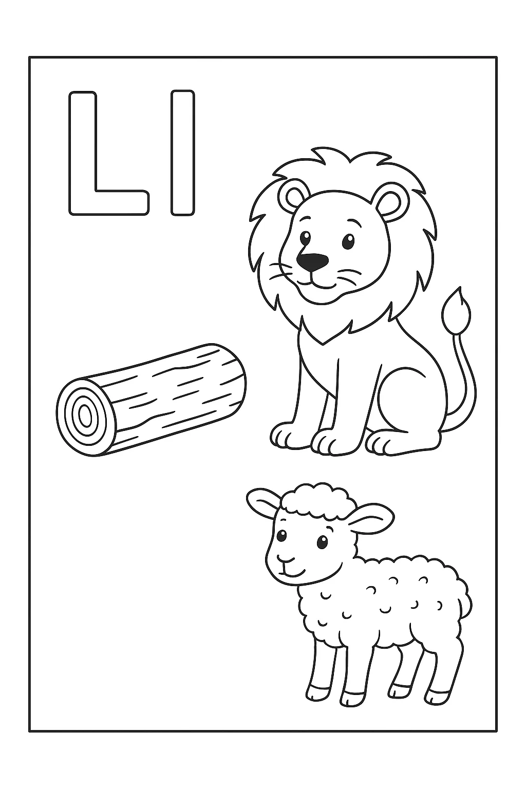 Lion log lamb - Free Printable Alphabet Coloring Pages/Book with Pictures (Ultimate Guide for Kids & Parents!)
