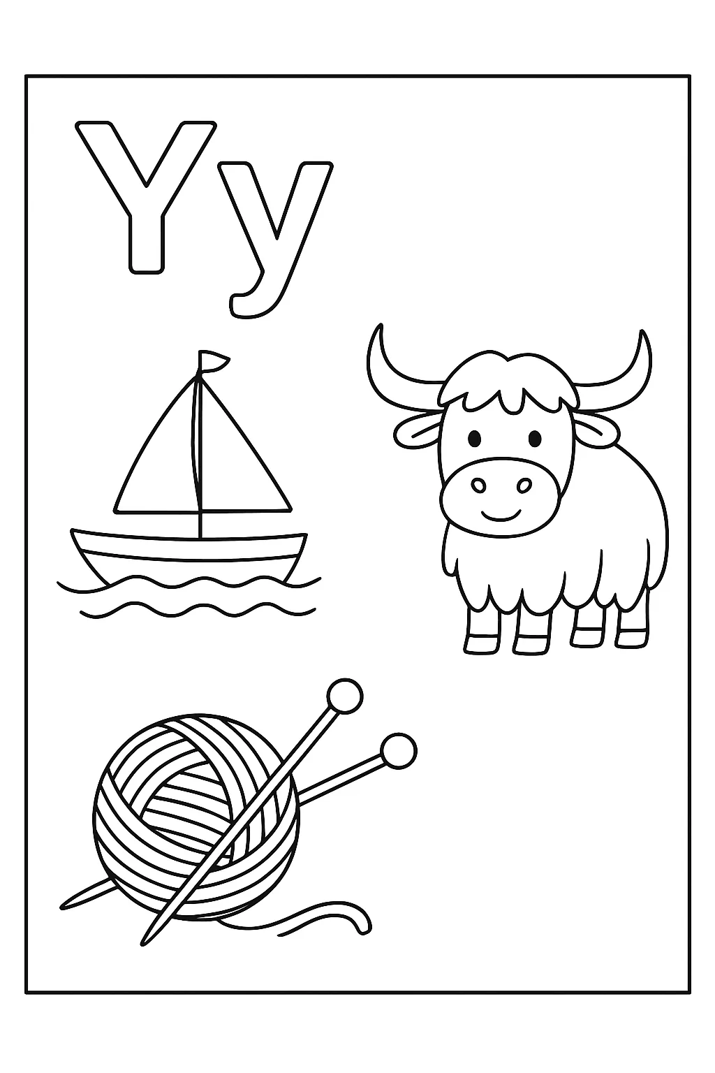 Letter with sailboat yak yarn - Free Printable Alphabet Coloring Pages/Book with Pictures (Ultimate Guide for Kids &...