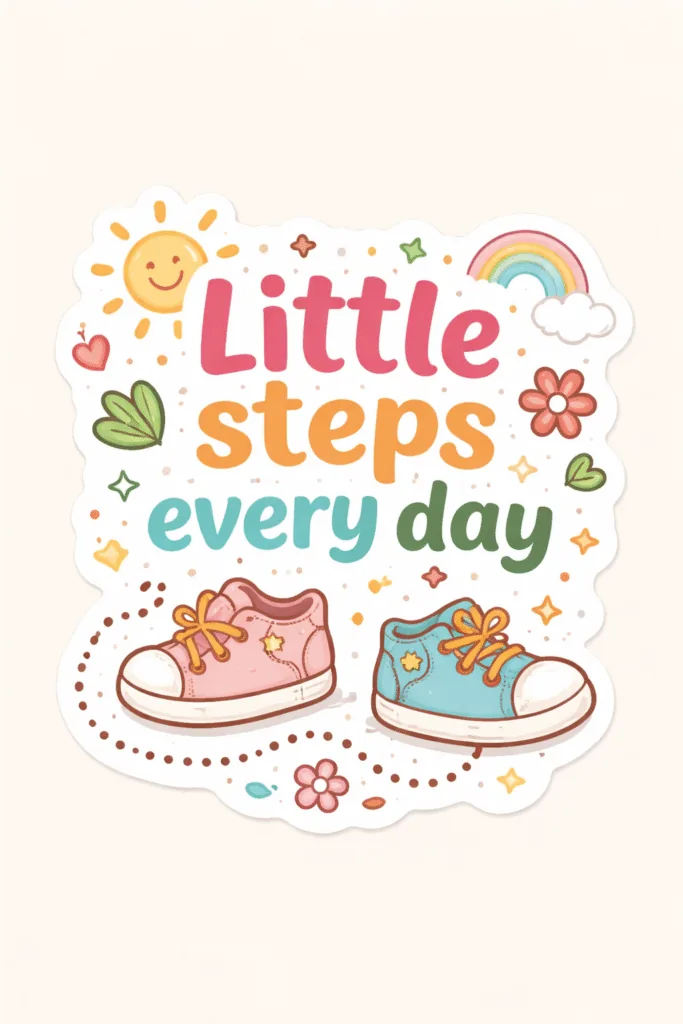 Little steps every day - Cute Doodle Stickers Free Download - Adorable