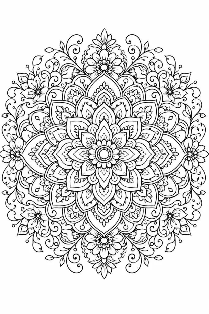 Mandala Design 4 - Mandala Coloring Pages Free Printable for Kids & Adults (2)