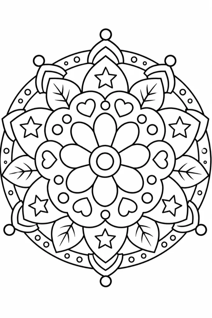 Mandala Design 6 - Mandala Coloring Pages Free Printable for Kids & Adults