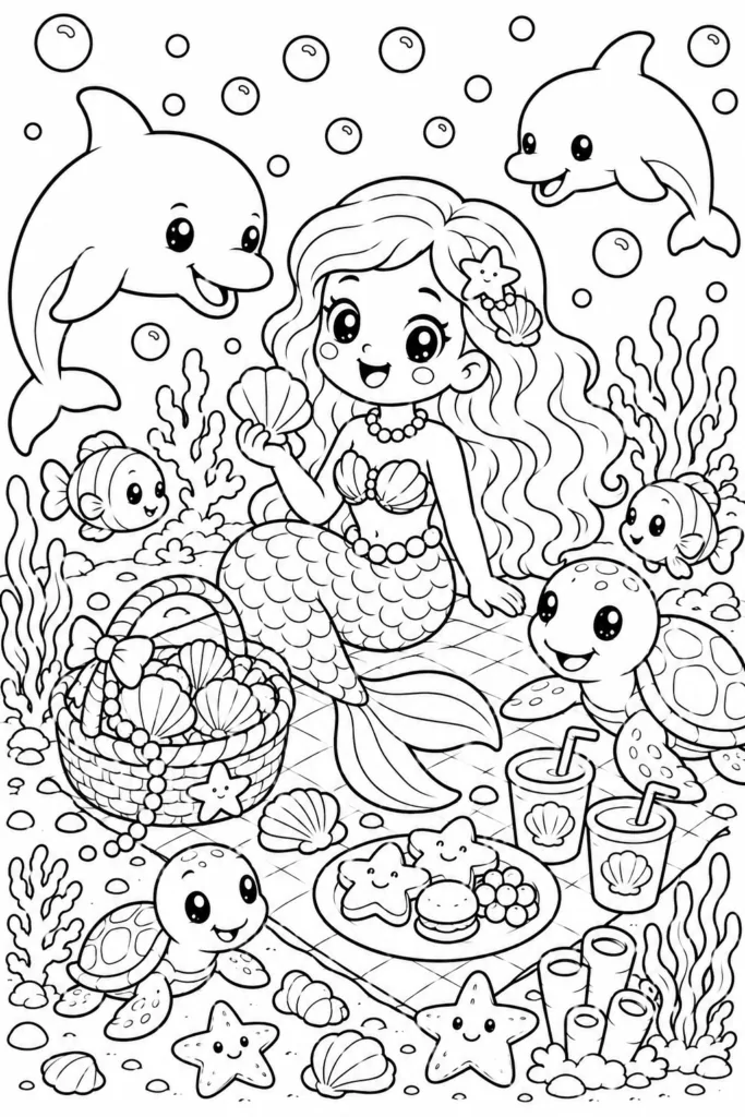 Mermaid Design 12 - Mermaid Coloring Pages Free Printable for Kids & Adults