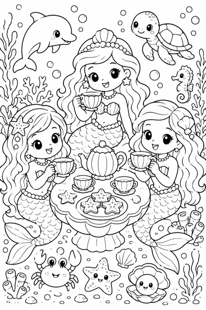 Mermaid Design 19 - Mermaid Coloring Pages Free Printable for Kids & Adults