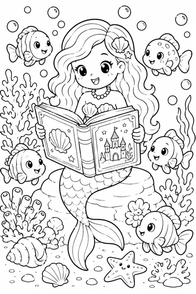 Mermaid Design 20 - Mermaid Coloring Pages Free Printable for Kids & Adults