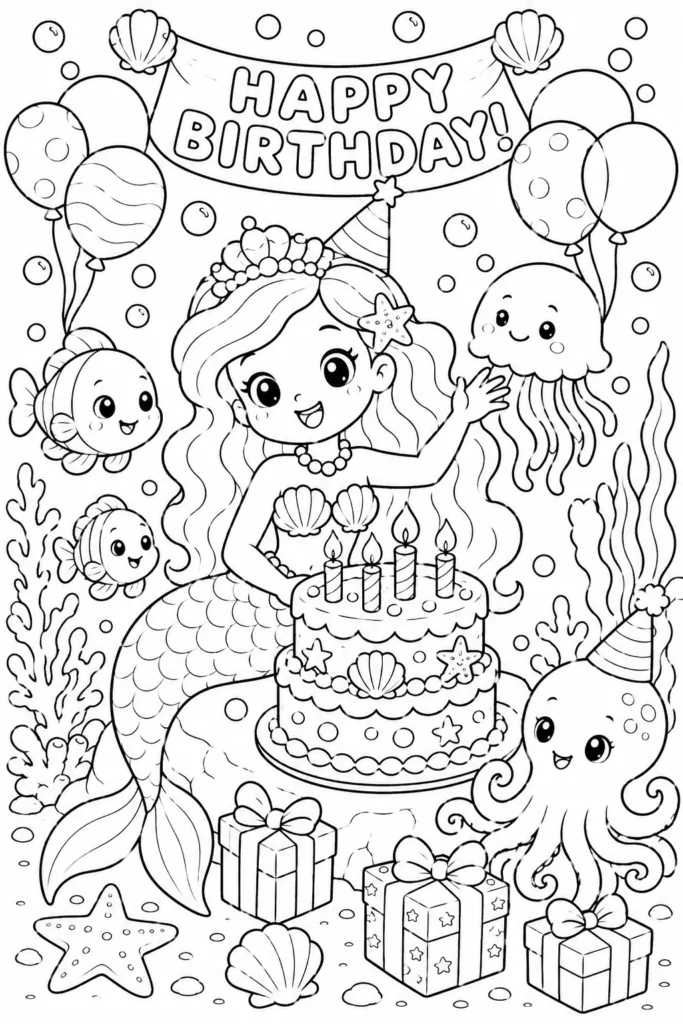 Mermaid Design 22 - Mermaid Coloring Pages Free Printable for Kids & Adults