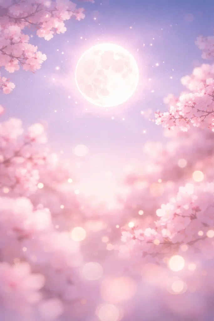 Moonlit blossoms under dreamy sky - Aesthetic Wallpapers for Mobile - Cute iPhone