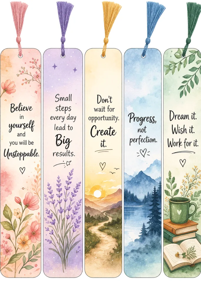 Motivational set pastels - Printable Bookmarks - Cute Readers