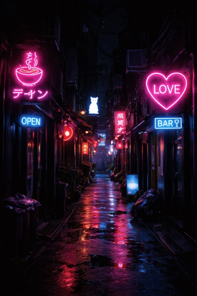 Neon glow city alley - Aesthetic Wallpapers for Mobile - Stunning Minimal