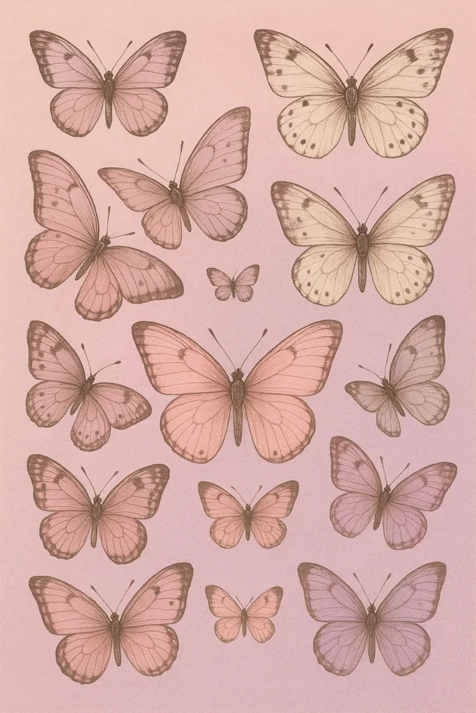 Pastel butterfly arrangement - Trendy Butterfly Wallpapers: Transform Your Screen with Elegant Wings